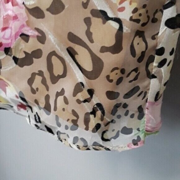 la femme Paris Womens Silk Cocktail Dress Size 6 Animal Print Beaded Fairy Mini - Picture 10 of 13